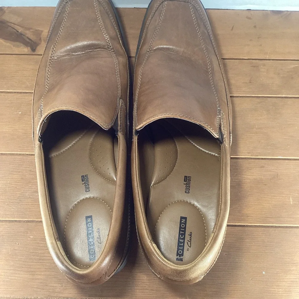 Clarks Collection Mens Slip On Loafers‎ Dress Shoes Leather Brown US 12 M